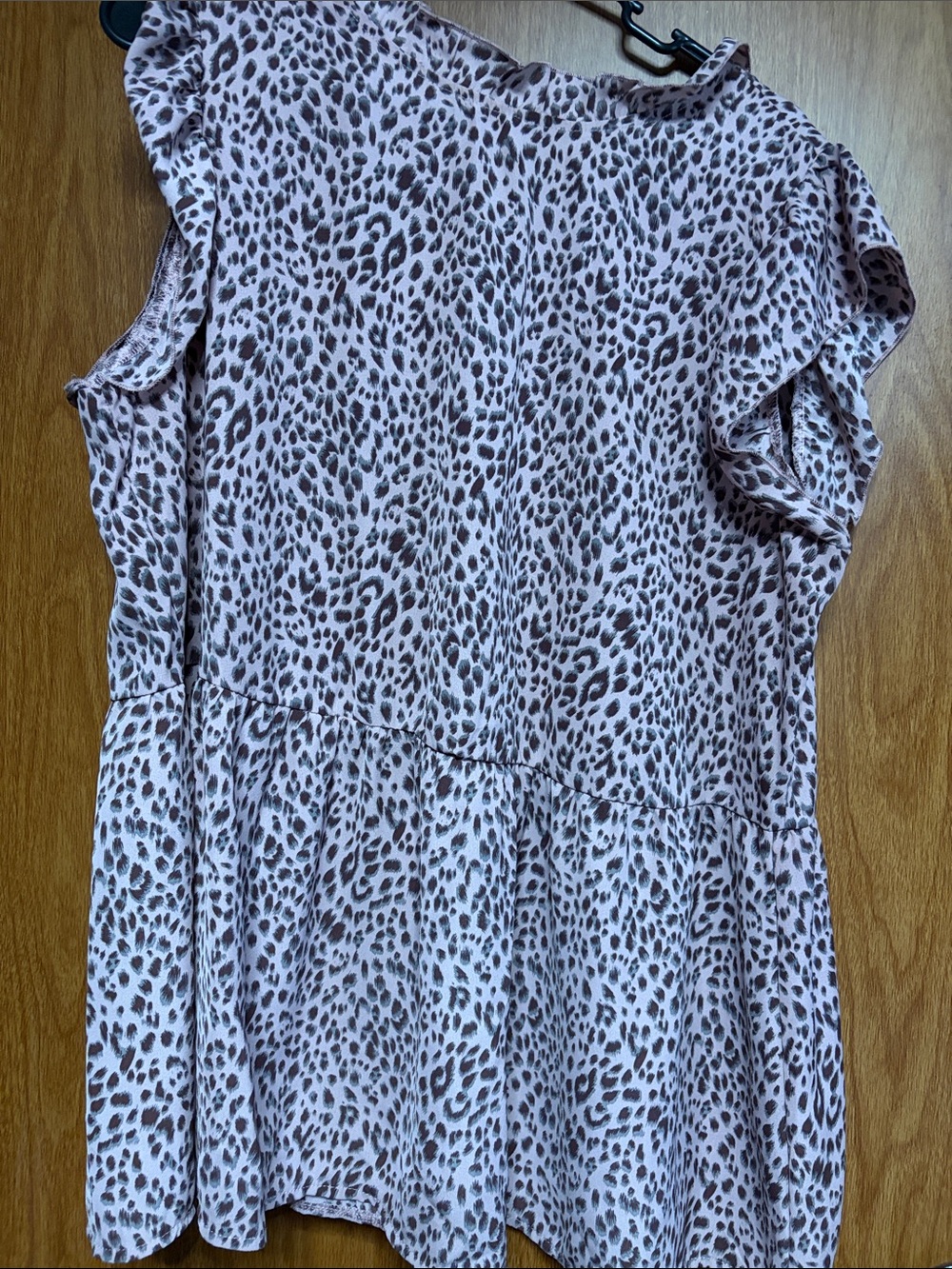 Pink Leopard Print Ruffle-Sleeve Blouse